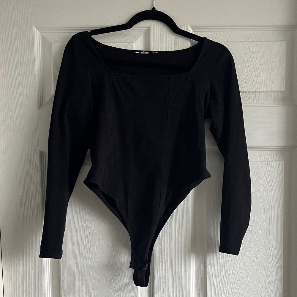 Black Long Sleeve Bodysuit For High-Waisted Pants/Jeans